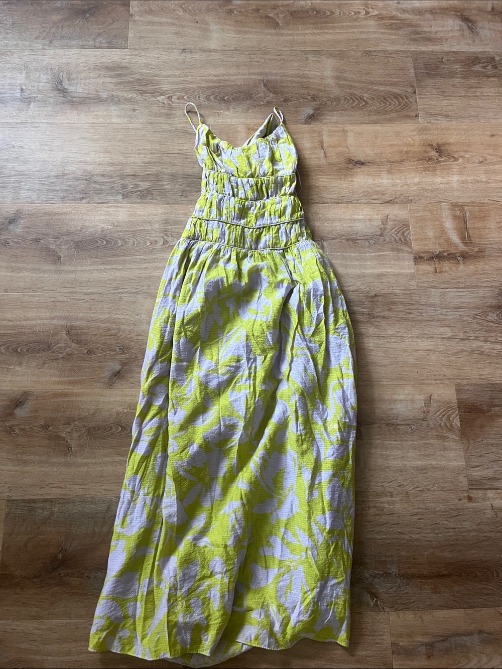 Astr Yellow & White Floral Smocked Maxi Dress